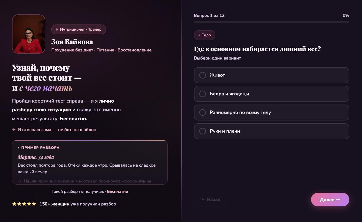 Опросник Зои Байковой